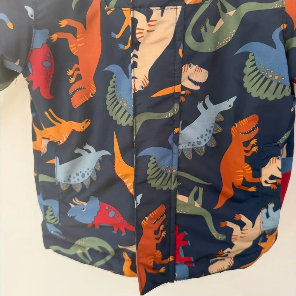 The Children's Place Navy Dino Puffer Jacket with Multicolor Dinosaurs